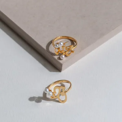 Kalimat Mahaba Ring with Pearl in 18K Gold