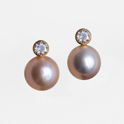 Yawmi Pink Pearl with Morganite stone in 18K Gold
