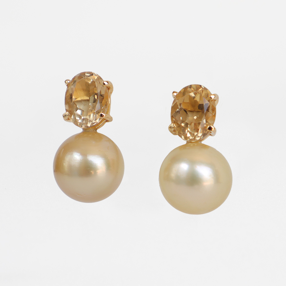 Yawmi Golden South Sea Pearl with Citrine Stone and 18K Gold