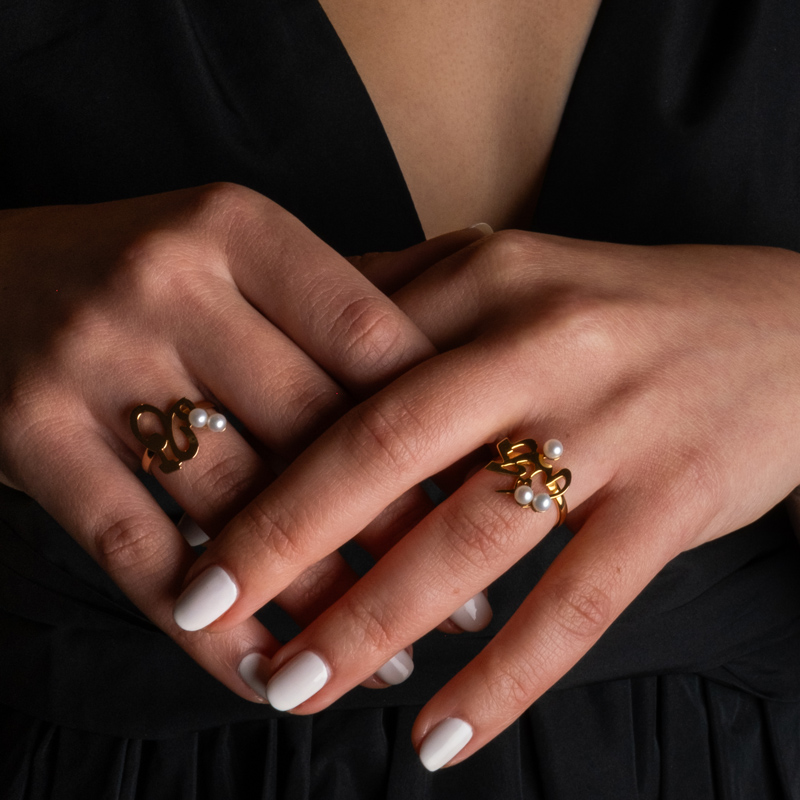 Kalimat Mahaba Ring with Pearl in 18K Gold